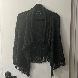 Planet Gold Girls Small Grey Fringe Cardigan